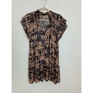 Sofia Brown and tan vneck dress‎